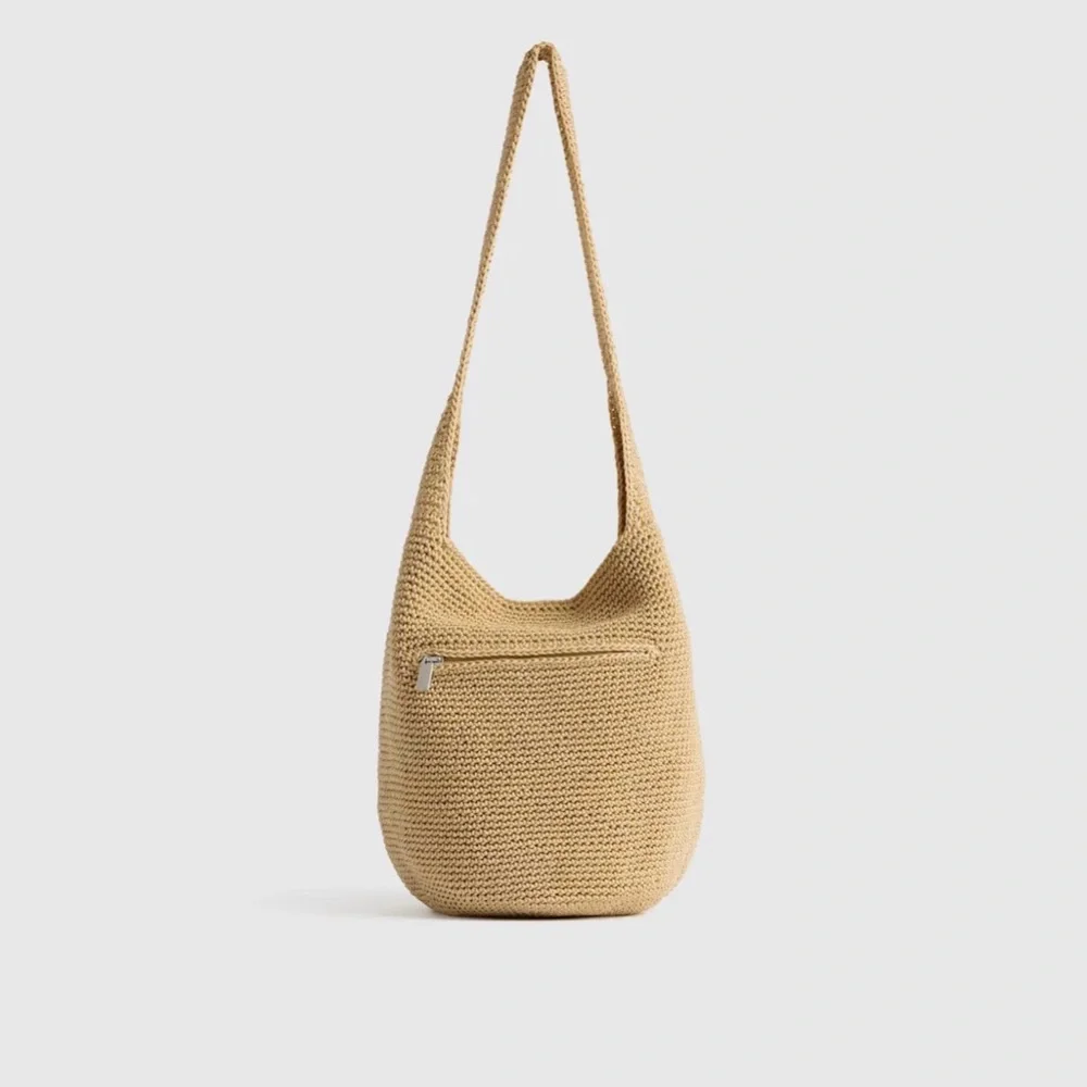 Quince Beige Woven Hobo Shoulder Bag